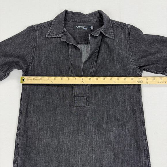 Lauren Ralph Lauren Women’s Denim Cotton Popover Shift Dress XS Gray - Picture 14 of 16
